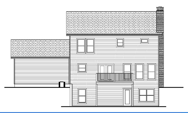 Colonial Rear Elevation of Plan 44171