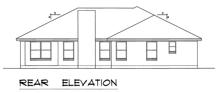 Ranch Southern Traditional Rear Elevation of Plan 44172