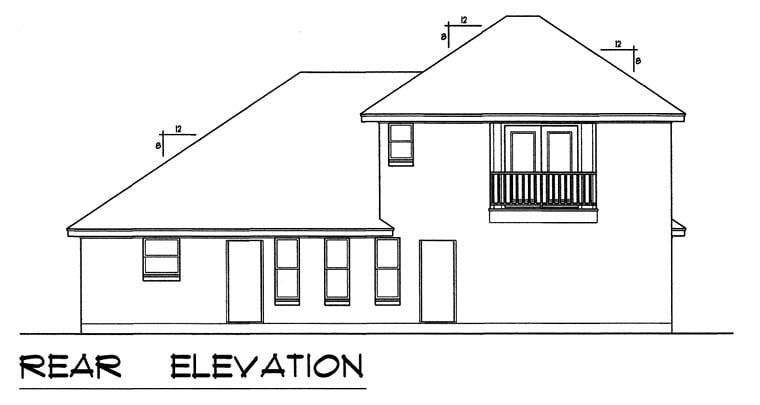 European Traditional Rear Elevation of Plan 44173