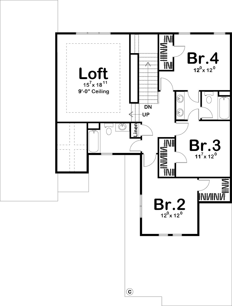 Contemporary Prairie Style Southwest Level Two of Plan 44174