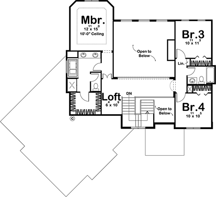 House Plan 44176 Second Level Plan
