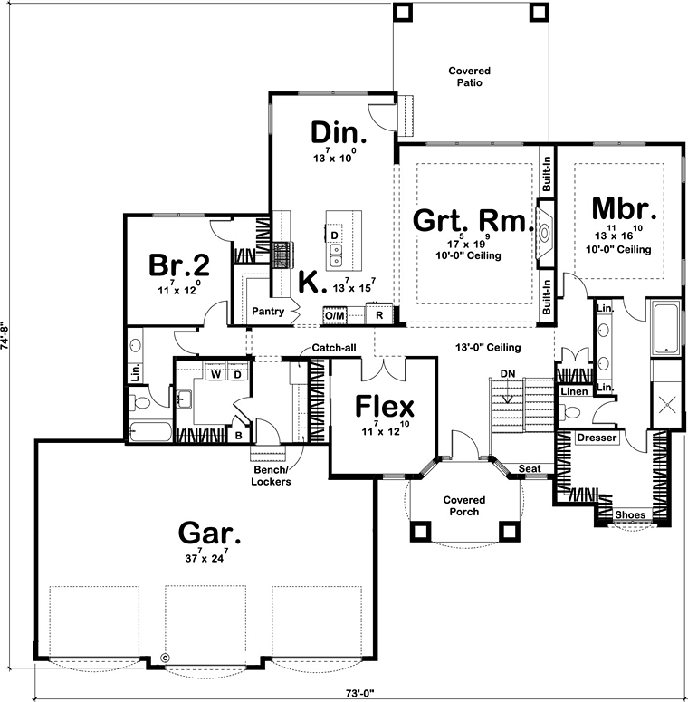 Contemporary Mediterranean Level One of Plan 44177