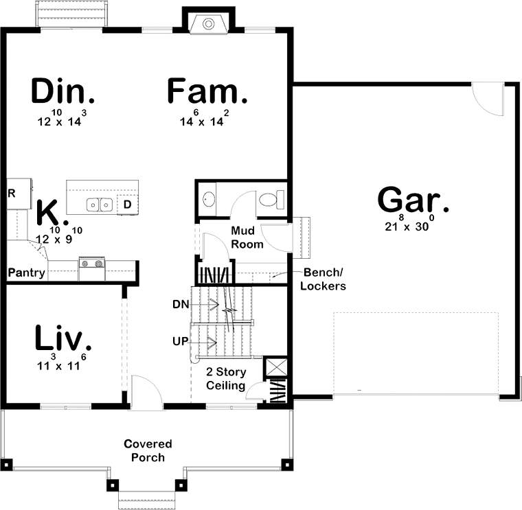 Cottage Country Southwest Level One of Plan 44178