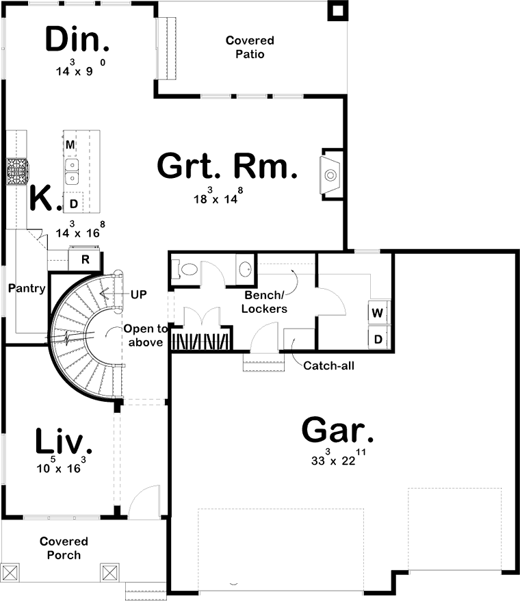 Country Craftsman Farmhouse Traditional Level One of Plan 44179