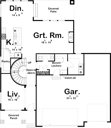 House Plan 44179 First Level Plan