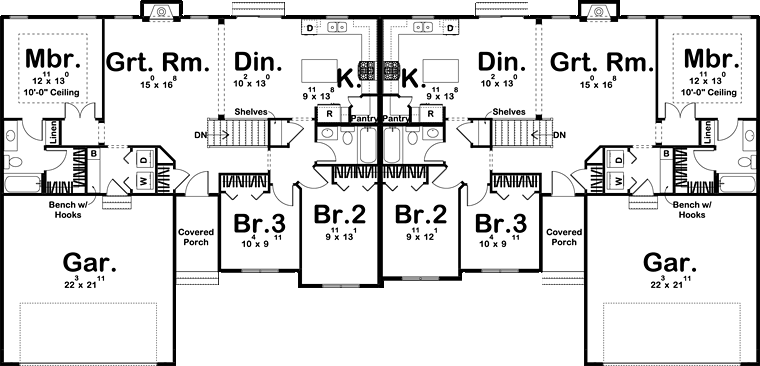 Country Ranch Traditional Level One of Plan 44182