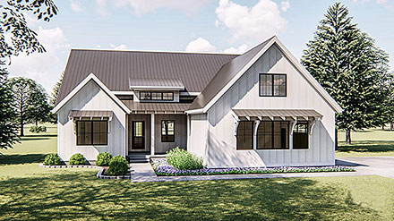 Country Farmhouse Southern Traditional Elevation of Plan 44185