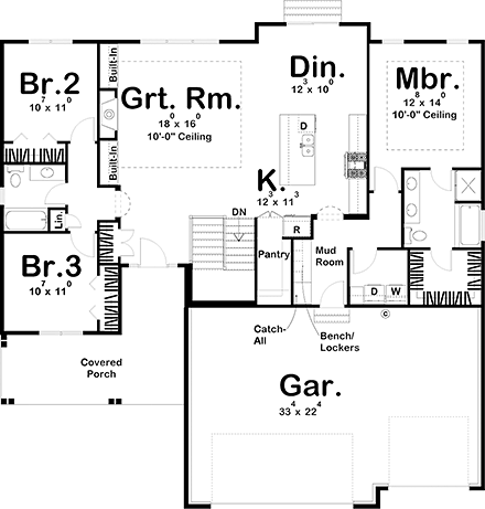 House Plan 44186 First Level Plan