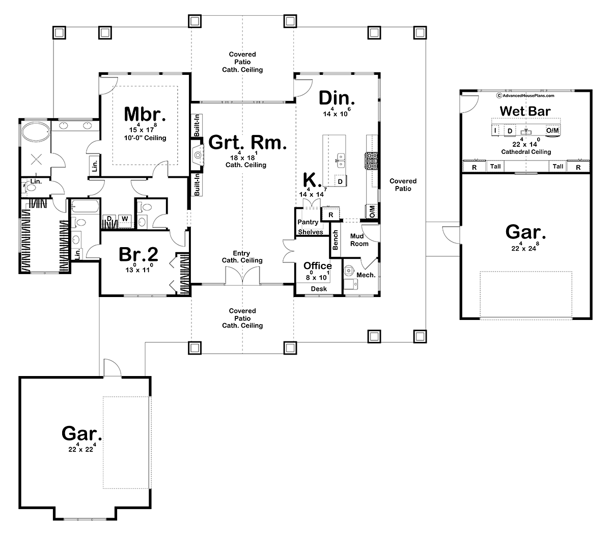 House Plan 44187 Alternate Level One