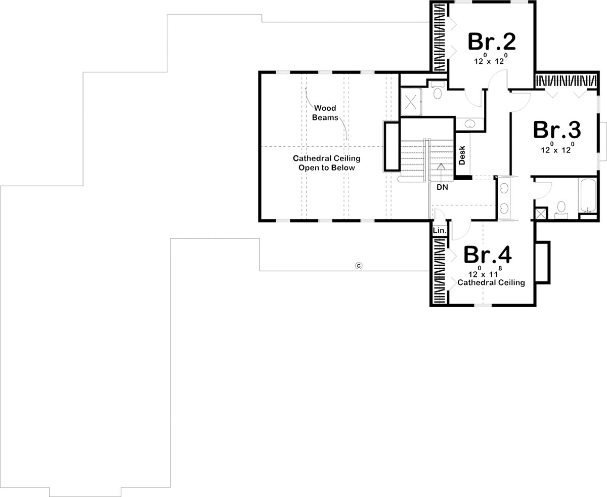 Farmhouse Level Two of Plan 44189