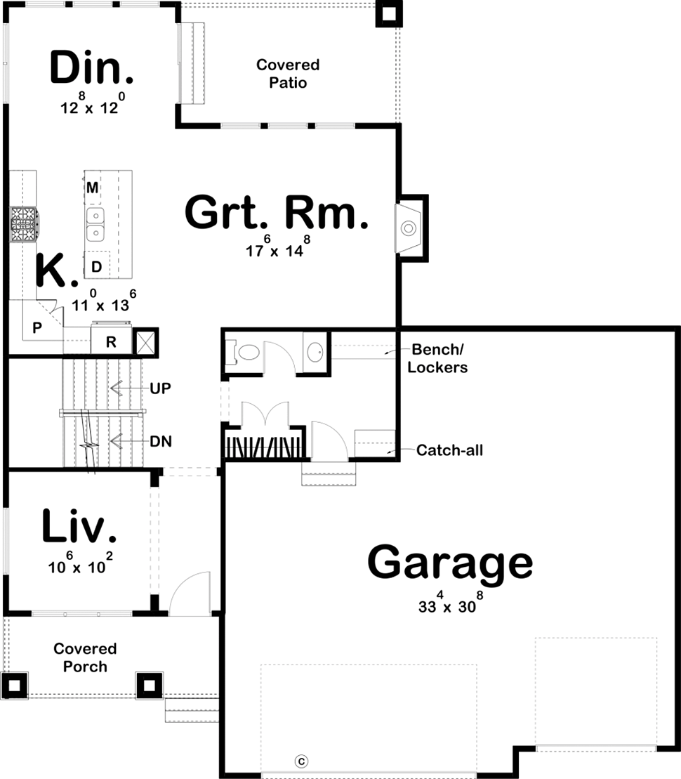 Farmhouse Traditional Level One of Plan 44190