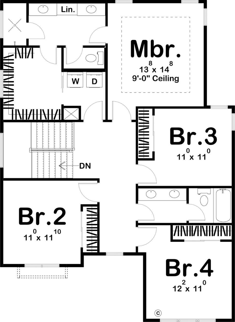 Farmhouse Traditional Level Two of Plan 44190