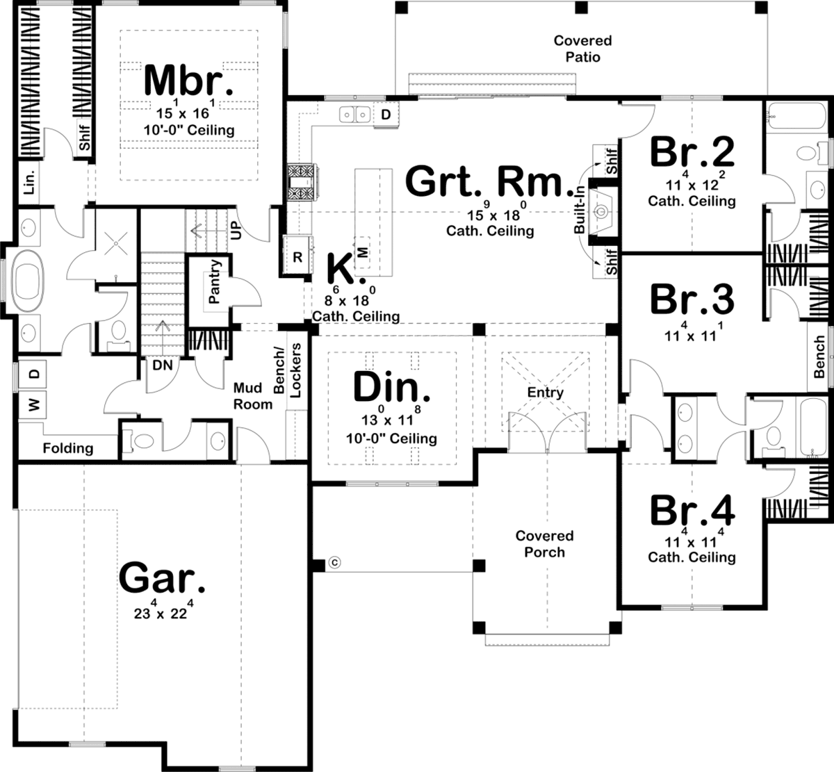 Craftsman Farmhouse New American Style Traditional Level One of Plan 44192