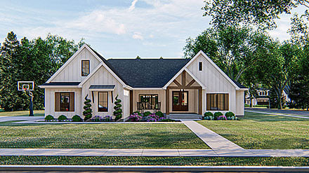 Craftsman Farmhouse New American Style Traditional Elevation of Plan 44192