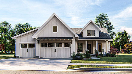 Farmhouse New American Style Southern Traditional Elevation of Plan 44194