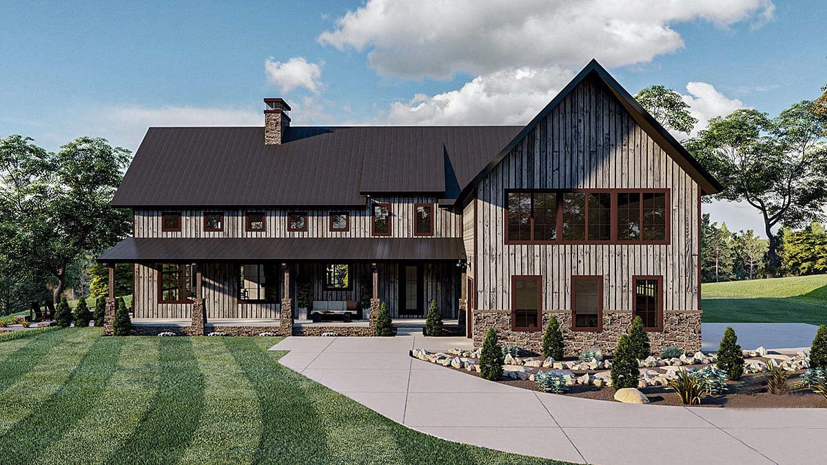 Farmhouse Plan with 3371 Sq. Ft., 4 Bedrooms, 4 Bathrooms, 3 Car Garage Elevation