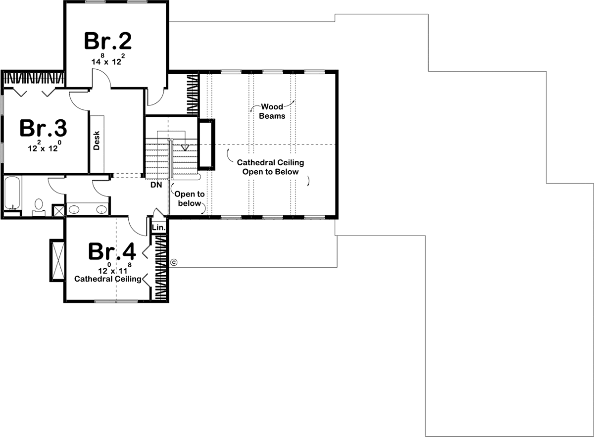 Farmhouse Traditional Level Two of Plan 44199