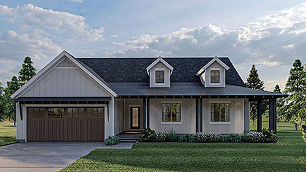 Farmhouse Ranch Traditional Elevation of Plan 44200