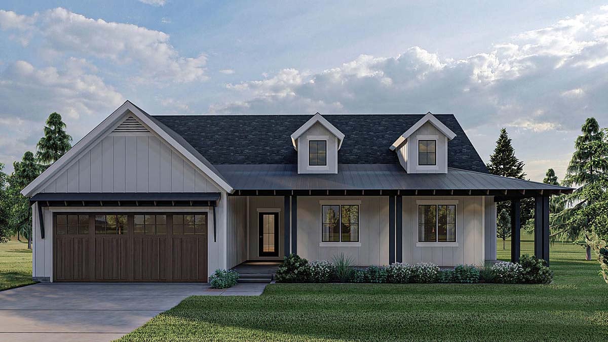 Farmhouse, Ranch, Traditional Plan with 1895 Sq. Ft., 3 Bedrooms, 2 Bathrooms, 2 Car Garage Elevation