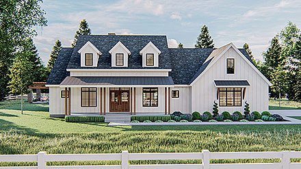 Farmhouse Elevation of Plan 44204