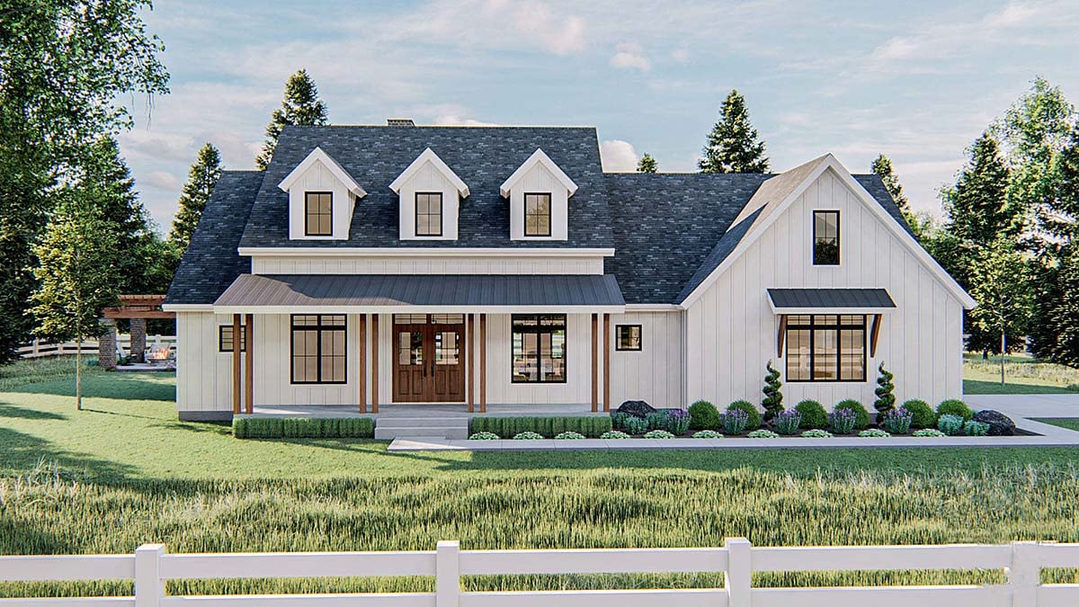 Farmhouse Plan with 2388 Sq. Ft., 3 Bedrooms, 2 Bathrooms, 2 Car Garage Elevation