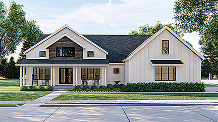 Farmhouse Traditional Elevation of Plan 44208