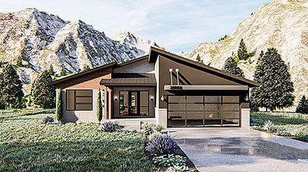 Contemporary Modern Ranch Elevation of Plan 44210