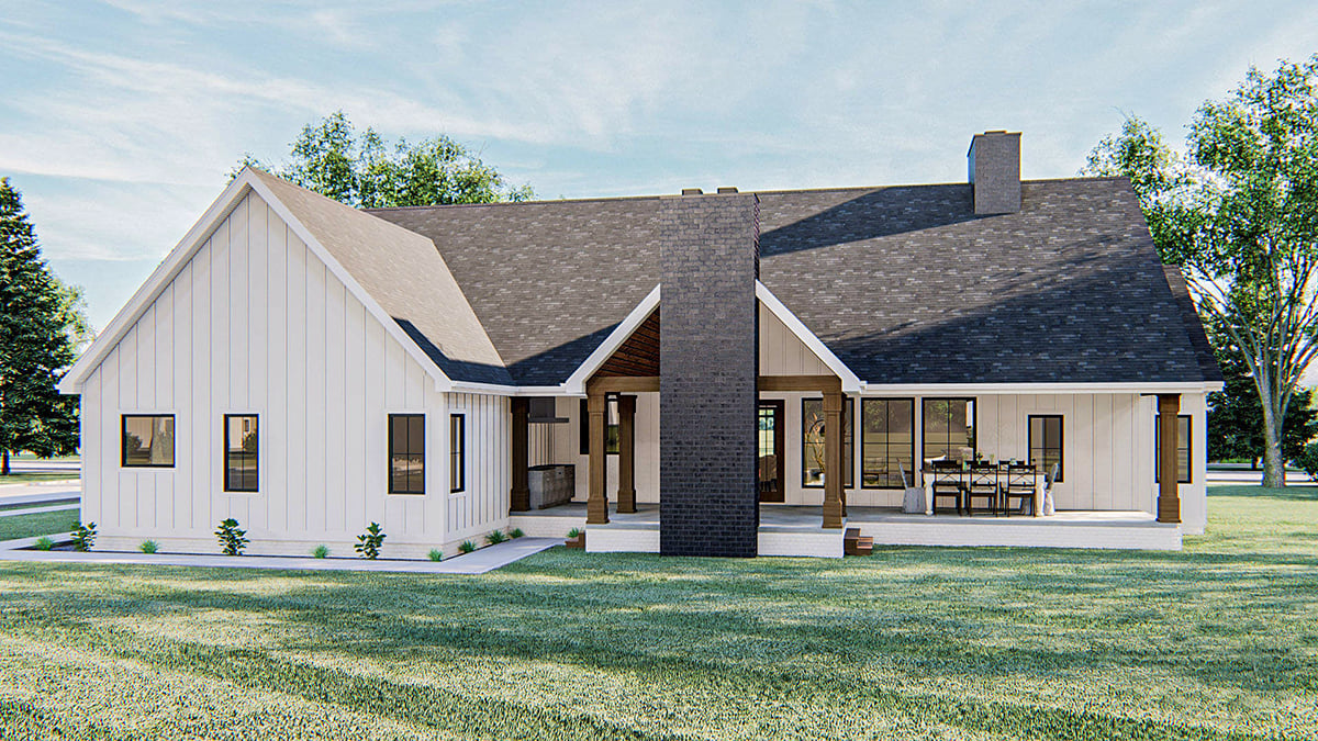 Farmhouse Rear Elevation of Plan 44220