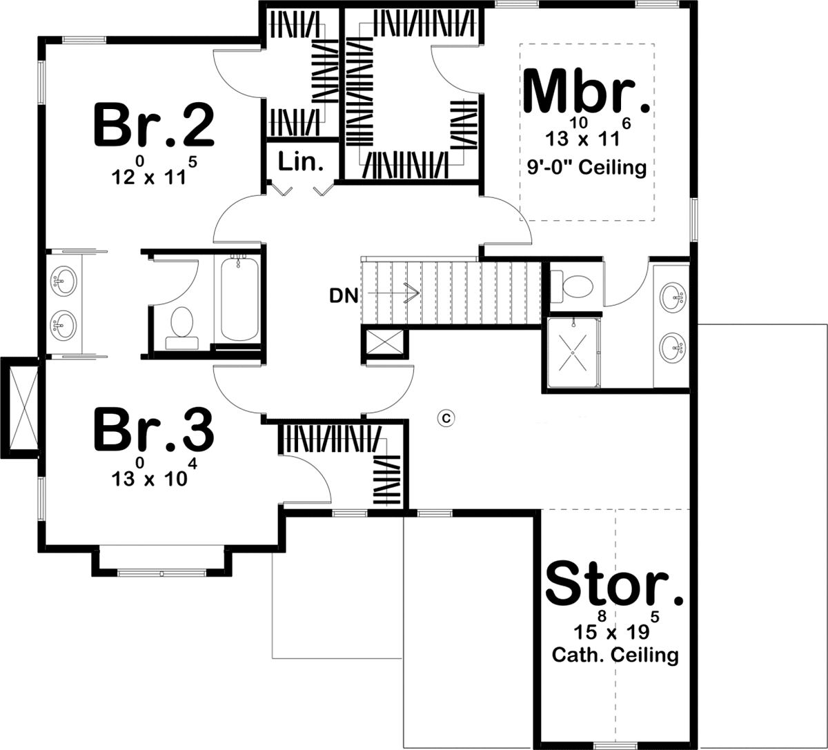 Farmhouse Level Two of Plan 44222