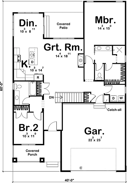 House Plan 44223 First Level Plan