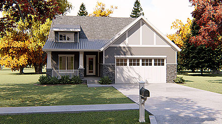 Cottage Craftsman Ranch Elevation of Plan 44223