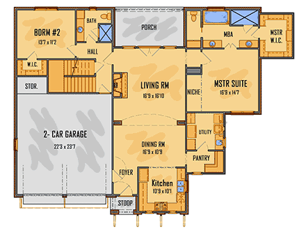 House Plan 44302 First Level Plan