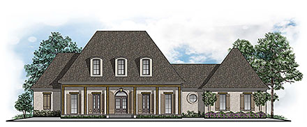 Country Farmhouse Southwest Traditional Elevation of Plan 44304