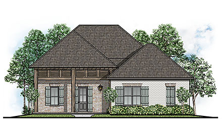 Cottage European Southern Southwest Traditional Elevation of Plan 44306