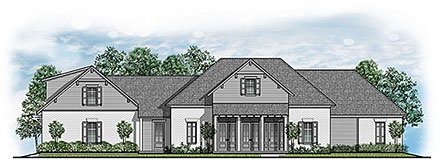 Cottage Country Craftsman Farmhouse Southern Southwest Traditional Elevation of Plan 44309