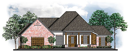 Country Craftsman European Farmhouse Southern Southwest Traditional Elevation of Plan 44311