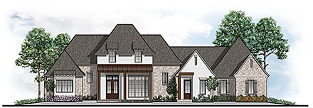 Country European Ranch Southern Traditional Elevation of Plan 44316