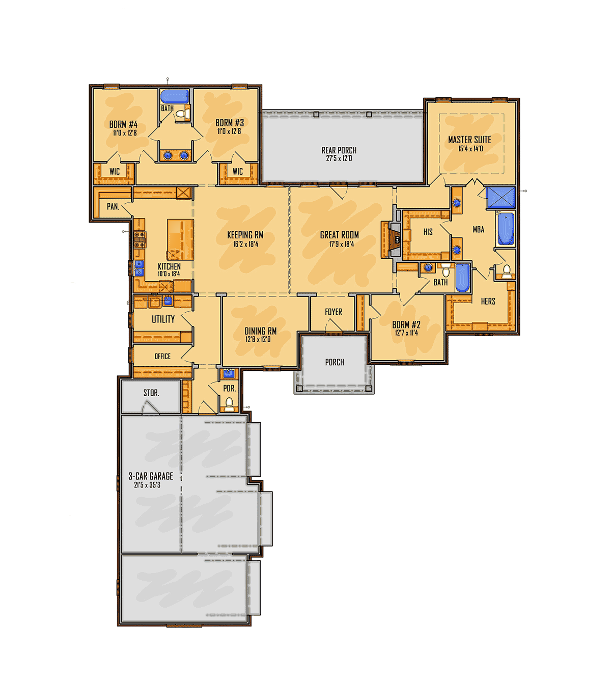 Country European Southern Southwest Traditional Level One of Plan 44319