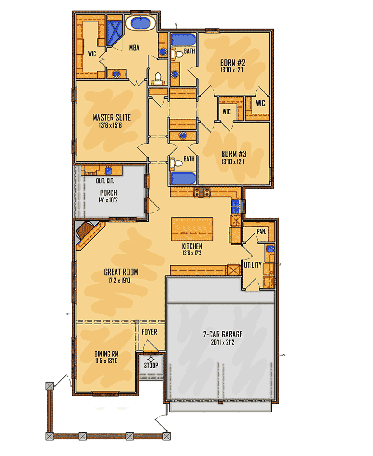 Country European Southern Southwest Traditional Level One of Plan 44322