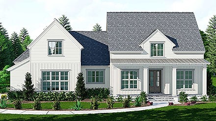 Country Farmhouse Southern Traditional Elevation of Plan 44328