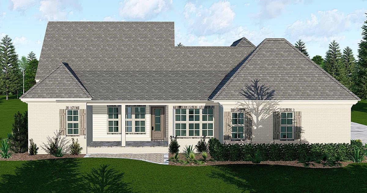 Country Farmhouse Southern Traditional Rear Elevation of Plan 44328