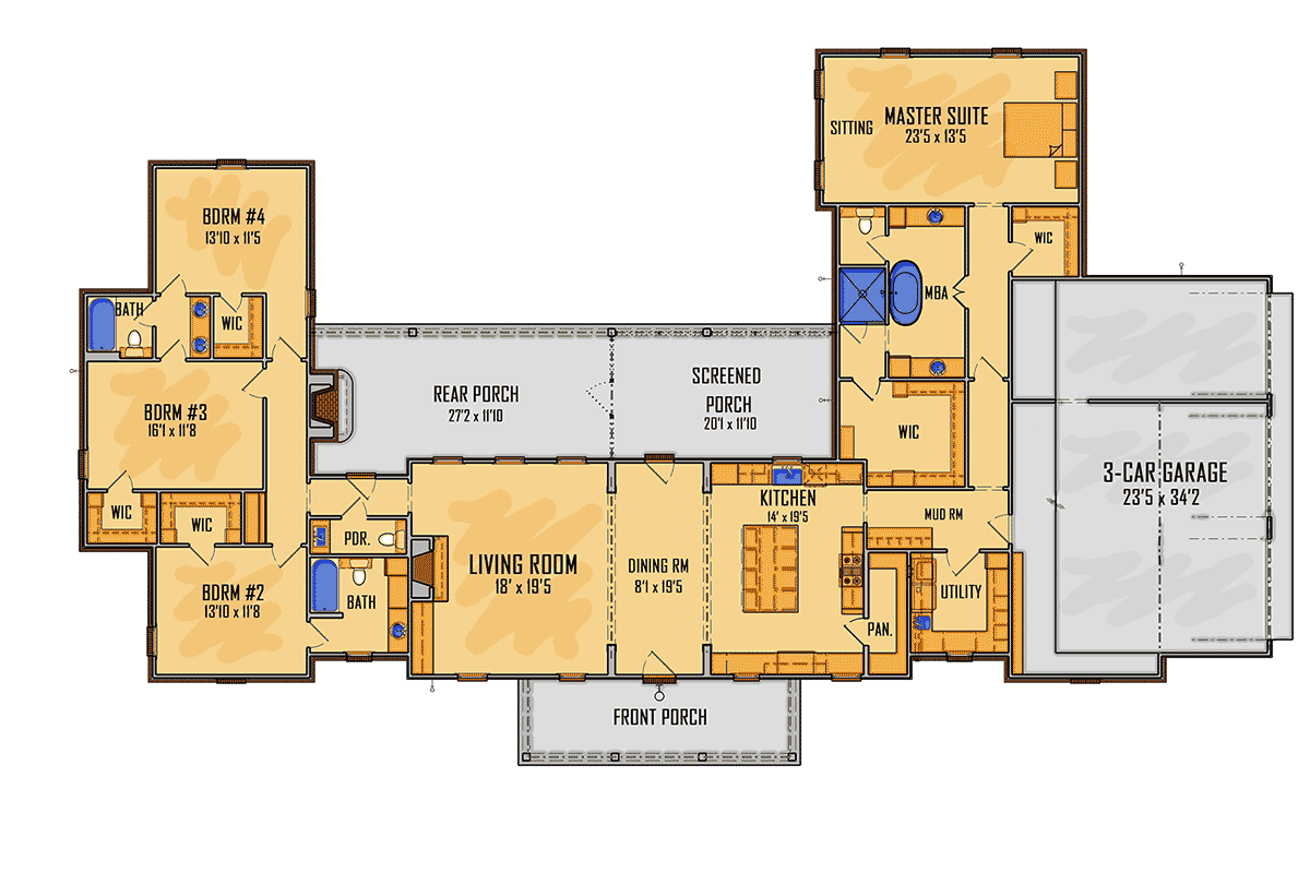 House Plan 44330 Level One