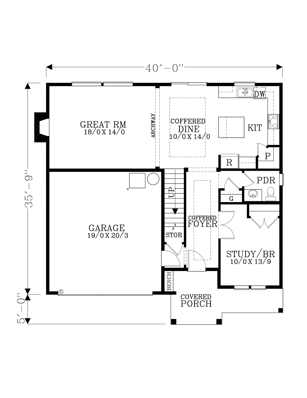 Craftsman Traditional Level One of Plan 44400