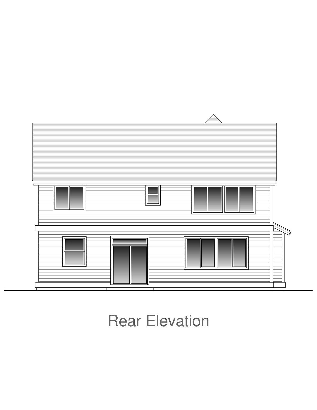 Craftsman Traditional Rear Elevation of Plan 44400