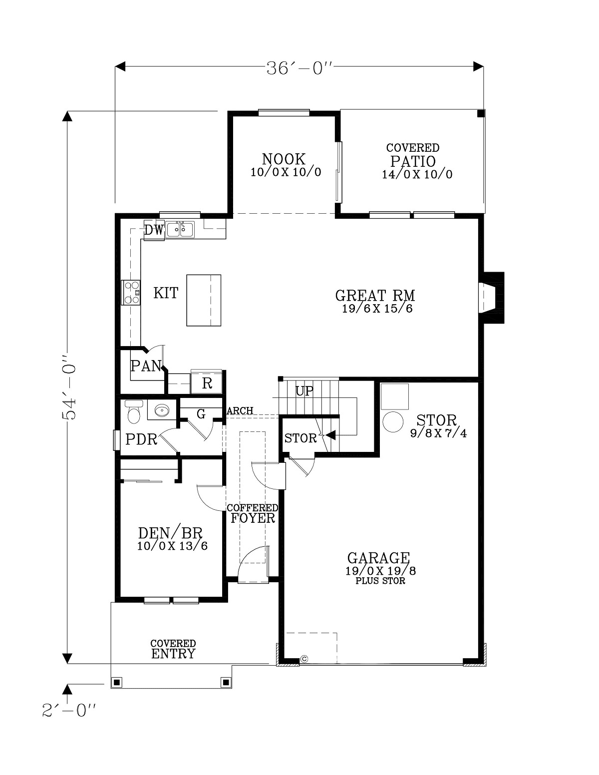Craftsman Traditional Level One of Plan 44401