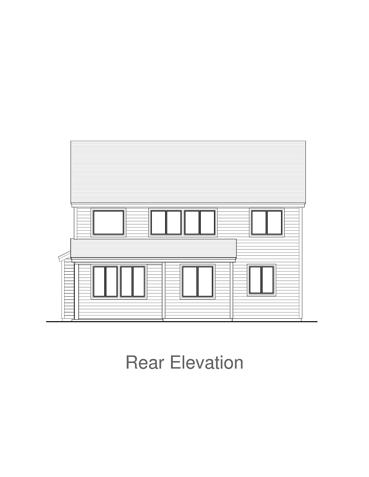 Craftsman Traditional Rear Elevation of Plan 44401