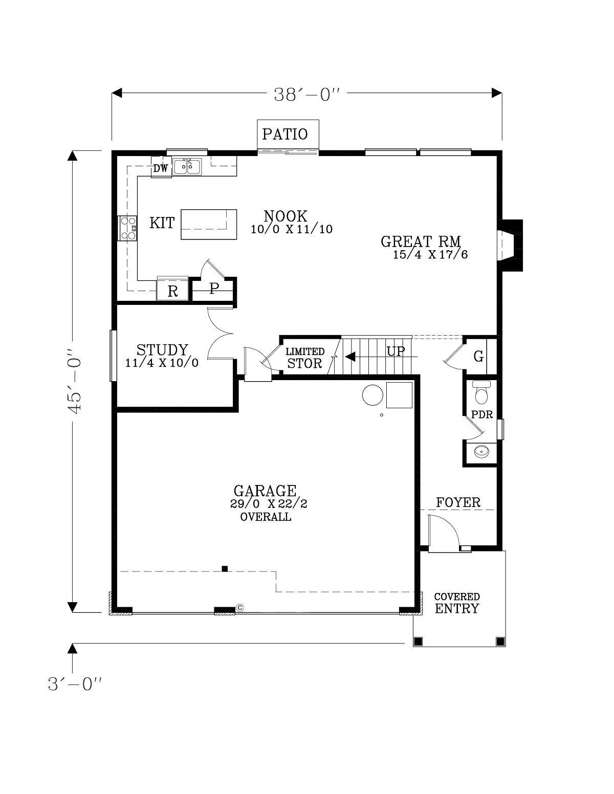 Craftsman Traditional Level One of Plan 44404