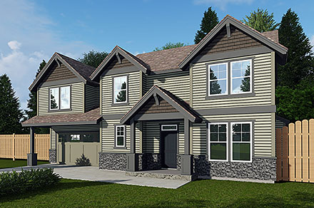 Craftsman Traditional Elevation of Plan 44405