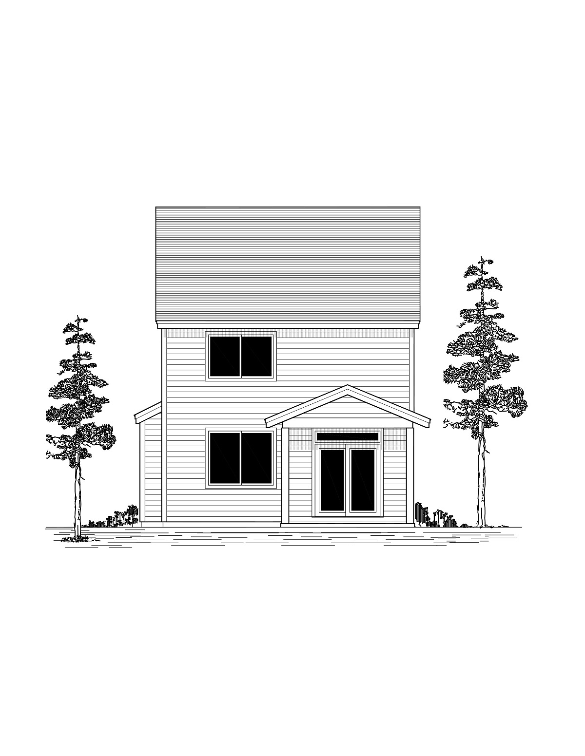 Craftsman Traditional Rear Elevation of Plan 44407