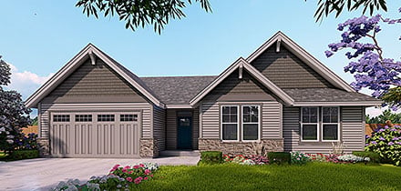 Craftsman Ranch Traditional Elevation of Plan 44408